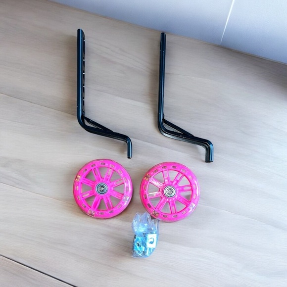 Pink Training Wheels with Black Brackets, Heavy Duty Quality - Picture 1 of 6